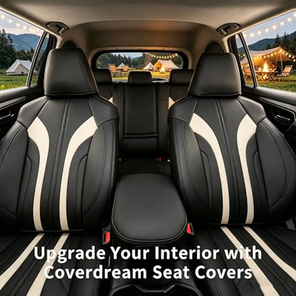 Camry Car Seat Covers Custom Fit for Toyota 2025 2026 Camry (Leatherette(Black/Beige) / 2025-2026 Camry Hybrid (Le Se))
