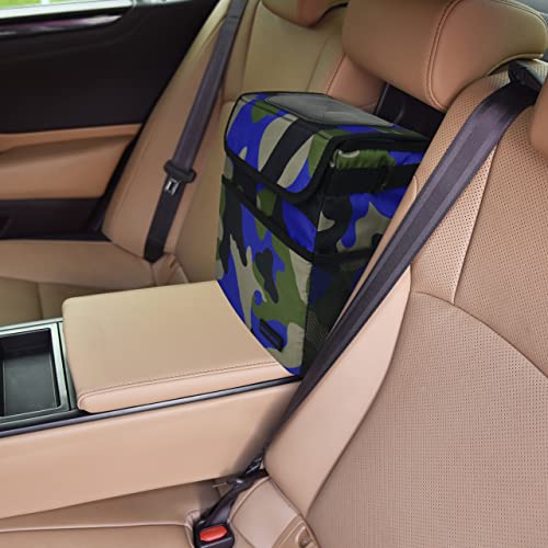 Cute Car Trash Can with Lid (Blue Camo / 2 Gallons)