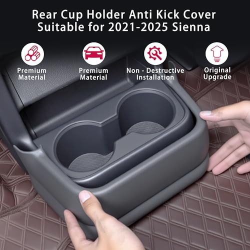 Center Console Rear Cup Holder Anti Kick Cover for Sienna 2021 (Center Rear CP-Anti)