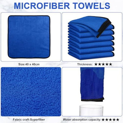 50 Pcs 16"x16" Blue Microfiber Towels for Cars Drying Polishing (Blue)