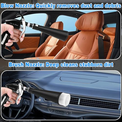 Air Blow Gun Car Detailing Dry Cleaning Gun High Pressure Cleaning Tool (Copper Hose -2 Nozzle / Black)