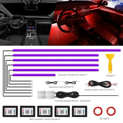 Acrylic Interior Car LED Strip Light with Wireless APP (RGB Color 10 in 1)