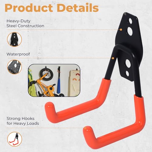 28 Pack Steel Heavy Duty Garage Hooks Storage Hooks with Anti (Orange)