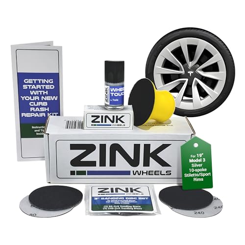 Premium Tesla Wheel Curb Rash Repair Kit for Model 3 19 (Tesla Model 3 / 19" Silver Stiletto Sport)