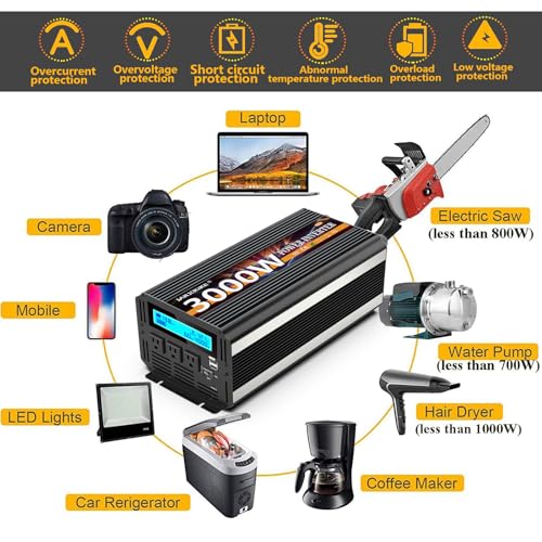 3000W Power Inverter 12V DC to AC 110V (12v-3000W)