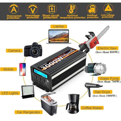 3000W Power Inverter 12V DC to AC 110V (12v-3000W)