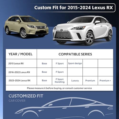 10 Layers SUV Car Cover Custom Fit for Lexus RX350 RX450 RX500 (Black Gray / Custom Fit for Lexus RX)