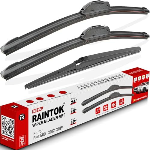 3 Pack Windshield Wiper Blades Replacement for Fiat 500 2012 (24"/14"/12")