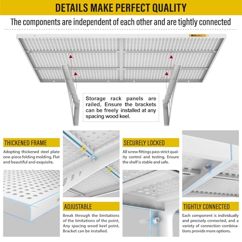 4Pack 2x3ft Adjustable Metal Garage Wall Shelving Heavy Duty Garage Storage Shelf Wall Mounted White (2x3ft-4Pack / White)