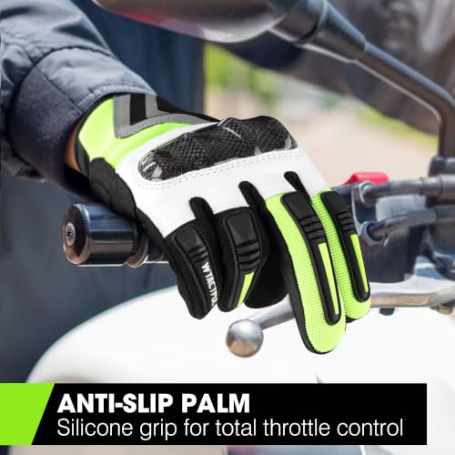 Lightweight Motorcycle Gloves for Men Touchscreen Summer (Fluorescent Green / Small)