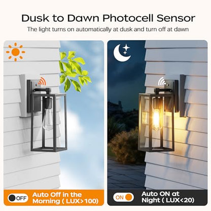 Dusk to Dawn Outdoor Light Fixtures Wall Mount (Black / 13.78 in (2-Pack))