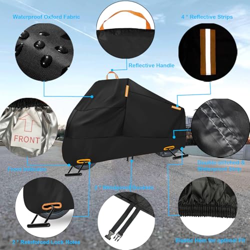 Motorcycle Cover Waterproof Outdoor (L (Fits up to 86"))