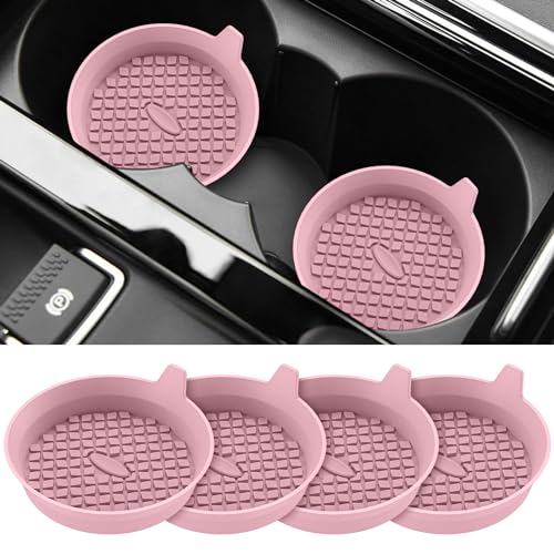 Car Cup Holder Coasters [4 Pack] Silicone Cups Mats (4 Pack-dusty Rose)