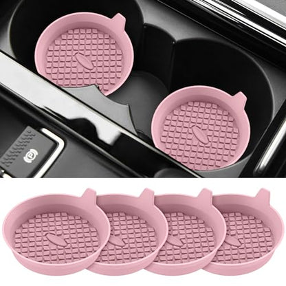 Car Cup Holder Coasters [4 Pack] Silicone Cups Mats (4 Pack-dusty Rose)