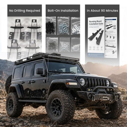 7" Running Boards Compatible with Jeep Wrangler JL 4 Door 2018 (Matte Black / 18-26 Wrangler JL 4 Doors)