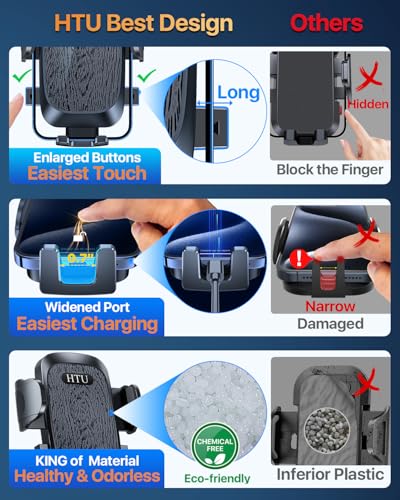 Upgraded Strongest Suction No Block View Bendable Arm Car Phone Holder (Deep Black)
