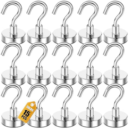 Magnetic Hooks 15pcs 30lbs Cruise Essentials 2026 Magnet Hook (Silver / 0.63in)