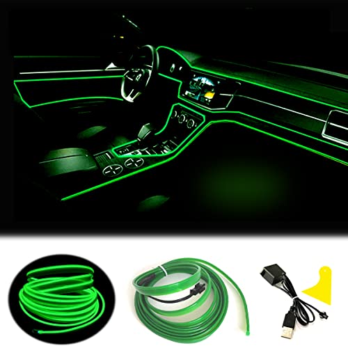 El Wire Green Interior Car LED Strip Lights (Green / 10 M)