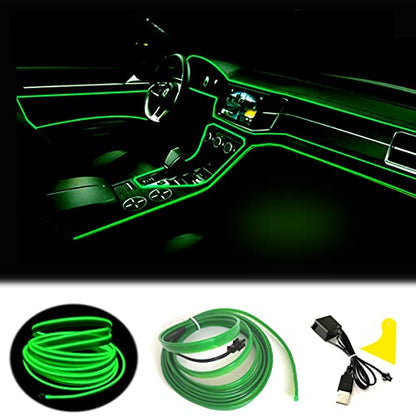 El Wire Green Interior Car LED Strip Lights (Green / 10 M)