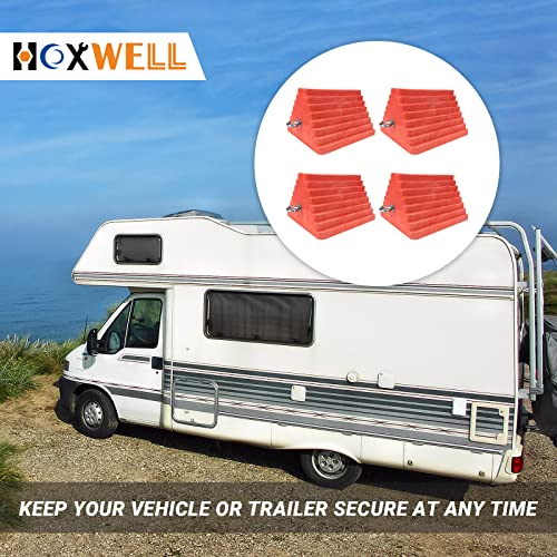 Premium 4 pcs Heavy Duty Wheel Tire Chocks (Orange-4 pcs)
