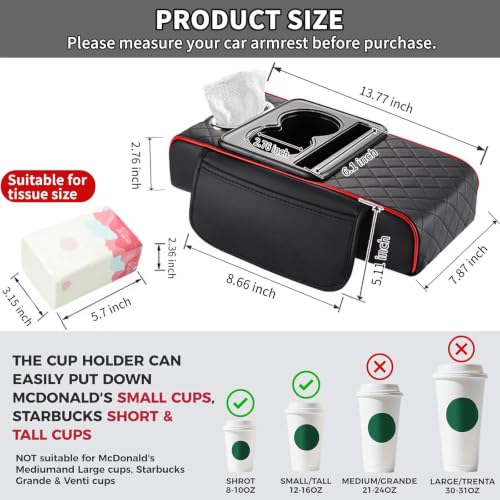 5-in-1 Center Console Cover Fit for Ascent #005 Redline (Fit for Subaru Ascent / #005 Black&Red)