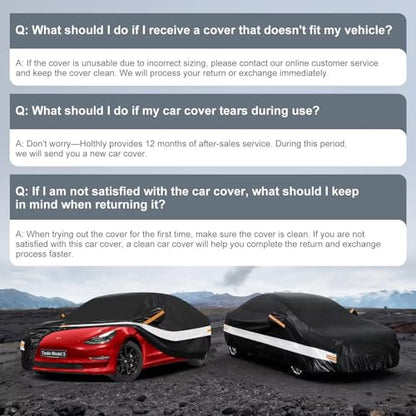 10 Layers Car Cover with Charger Port Custom Fit for Tesla Model 3 (Black Gray / Custom Fit for Tesla Model 3)