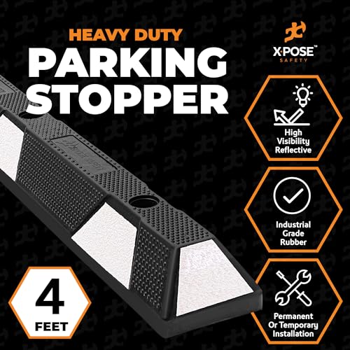48" Heavy Duty Rubber Parking Stopper (White Parking Stoppers / 48 Inch)