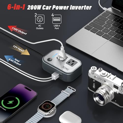 200W Car Power Inverter (Grey)