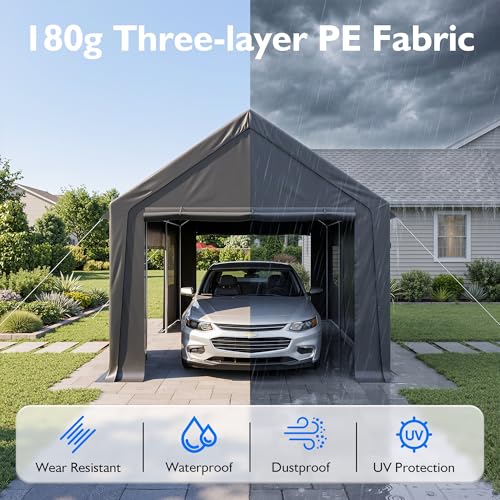 20x12 FT Heavy Duty Carport (12x20 FT(Black))