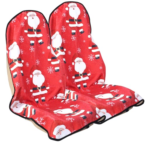Car Seat Cover Protector Front Seats (2Pcs Front Seat Towel / Santa Claus)