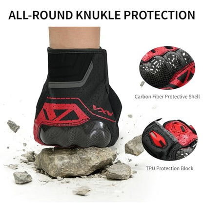 Motorcycle Gloves for Men and Women (Black Red / Large)