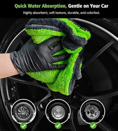 3 Pack Drying Towel Set (Green/Grey / 3 Pack)