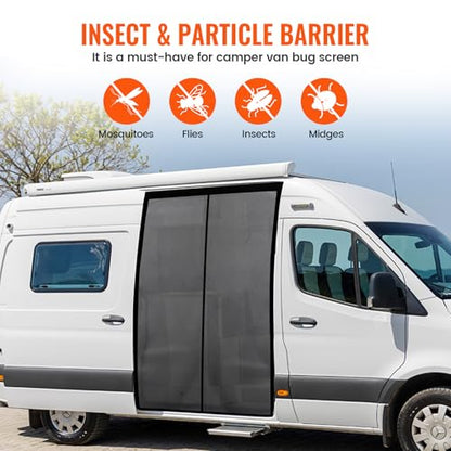 71''H x 59''W Van Bug Screen Side Door Sliding Door Window Covers with Magnetic Closure Car Window Screens for Camping Fits Mercedes Sprinter Ford Transit and RAM Promaster (Side Door,71''(H) x 59''(W))