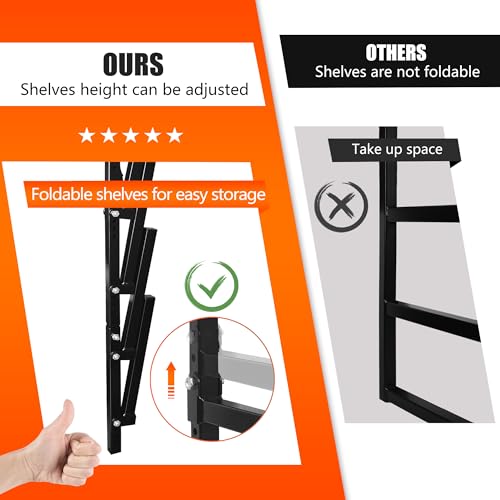 6 Level Foldable Lumber Storage Rack Collapsible Wall Mount (6-Level)
