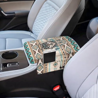 Aztec Wolf Dream Catcher Auto Center Console Pad Non (Aztec Wolf Dream Catcher)