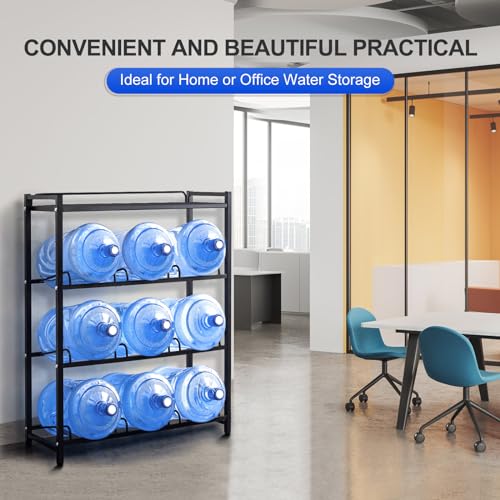 5 Gallon Water Bottle Holder 9 (Black / 9 Slot with top shelf)
