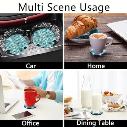 4pcs Bling Car Cup Holder Coaster (Aquamarine / 4pcs)