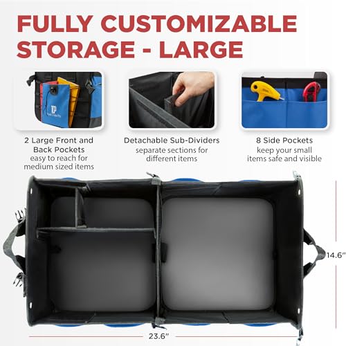 Blue Car Cargo Trunk Organizer for SUV & Auto Storage (Large / Blue)