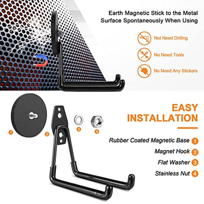 Strong Magnetic Hooks Heavy Duty Large Magnet Garage Storage Hooks (Black)