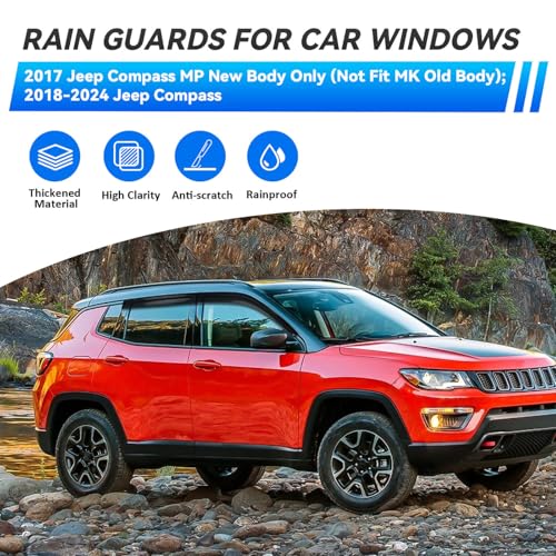 4pcs Window Visors Rain Guards for 2017 (2017-2025 Compass)