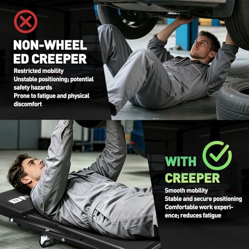 36 Inches Folding 2 in 1 Rolling Z Creeper (Black / 36 Inches)