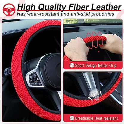 Elastic Stretch Steering Wheel Cover (Red)
