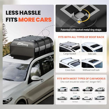 Car Rooftop Cargo Carrier Bag (Black with Grey / 21 Cubic Feet)