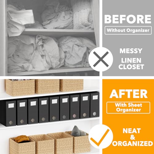 9 Pack Bed Sheet Organizers and Storage (9 pcs / Black)