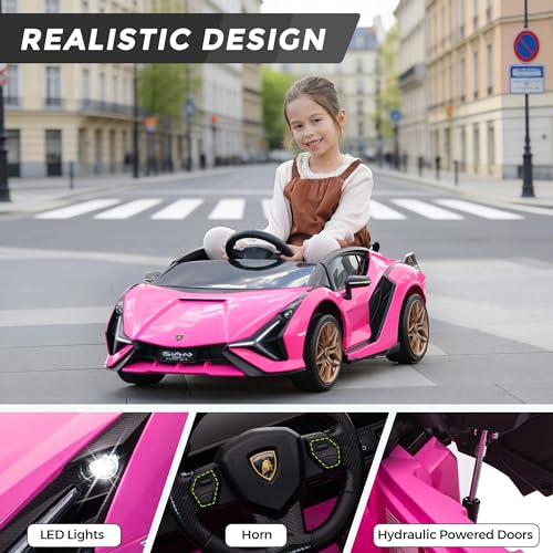 Licensed Lamborghini SIAN Kids 12V Electric Car w (Pink)