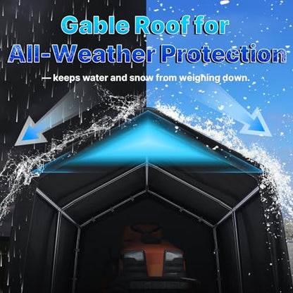 7x12 ft 2 Roll up Doors & Vents Outdoor Portable Storage Shelter Garage Tent Carport for Motorcycle ATV with Heavy Duty Metal Frame and Anti (Dark Gray / 7'x12')