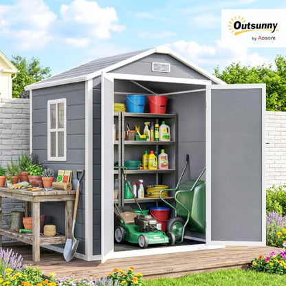 6' x 4.5' Outdoor Storage Shed Waterproof Resin with Floor Gray (6' x 4.5')