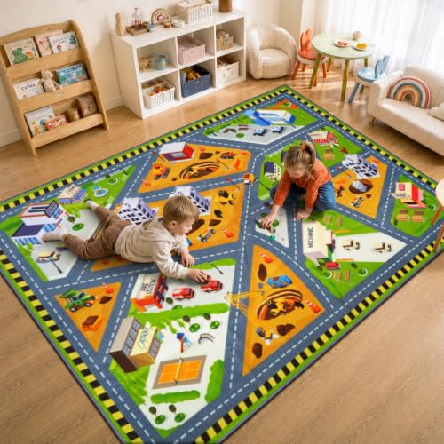 Kids Rug Play Mat (Green City2 / 5'3''x6'6'')