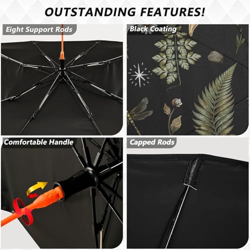 Mushrooms Windshield Sun Shade Umbrella Vintage Flower Butterfly Dragonfly Foldable Car Front Window Sunshade Blocks UV Rays Heat Keep Vehicle Cool (multi 14)