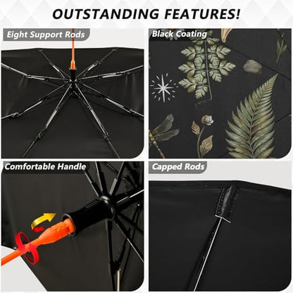 Mushrooms Windshield Sun Shade Umbrella Vintage Flower Butterfly Dragonfly Foldable Car Front Window Sunshade Blocks UV Rays Heat Keep Vehicle Cool (multi 14)